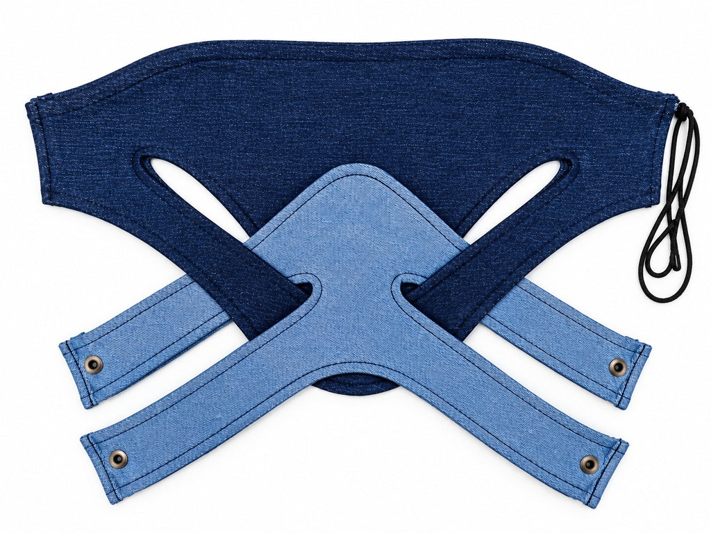 CR2287 UPCYCLED TWO-TONE DENIM WRAP CORSET TOP