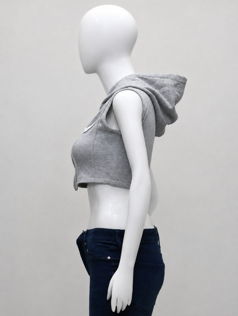 CR2204 UPCYCLED NIKE CORSET CROP HOODIE VEST