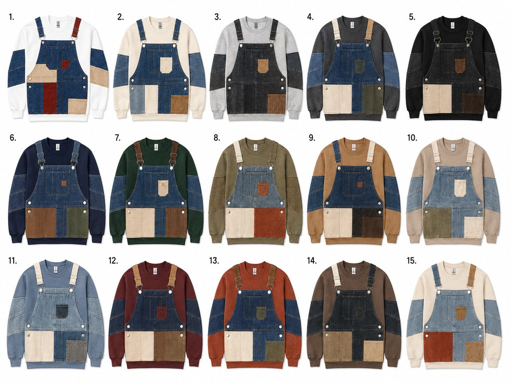CR2201 UPCYCLED CARHARTT PATCHWORK OVERALL SWEATSHIRT