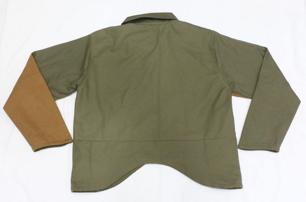 CR-1430 Rework Two-Tone Utility Jacket – Olive & Tan Panel Cropped Style