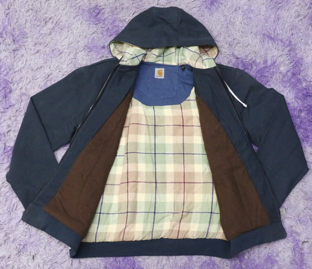 CR1440 Upcycled Hooded Workwear Jacket with Plaid Lining