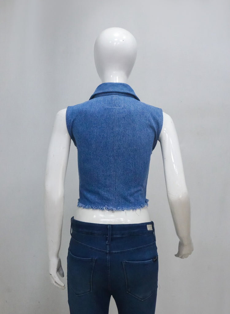 CR2248 UPCYCLED LEVI’S BUCKLE CUT-OUT DENIM VEST