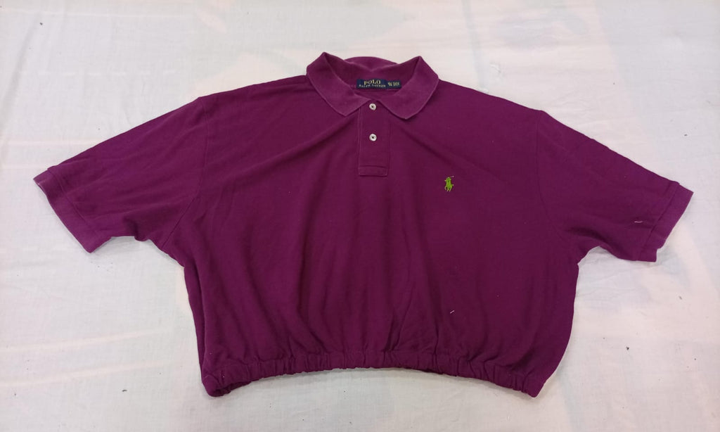 CR13211 Upcycled Polo Crops Tops
