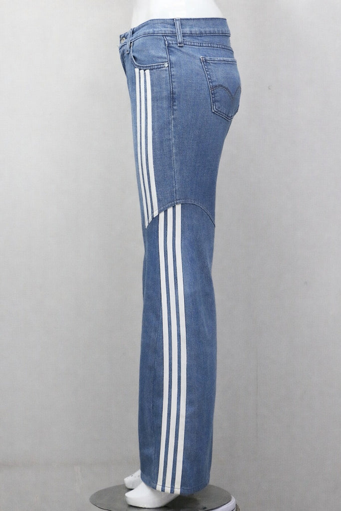 CR1419 Stripe Panel Flare Jeans – Sporty Rework Denim