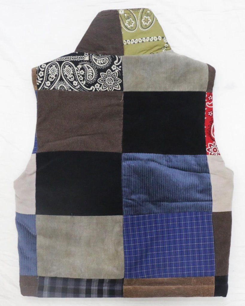 CR2225 UPCYCLED CORDUROY & BANDANA PATCHWORK VEST