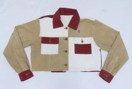 CR1234 Upcycled Two-Tone Utility Cropped Jacket