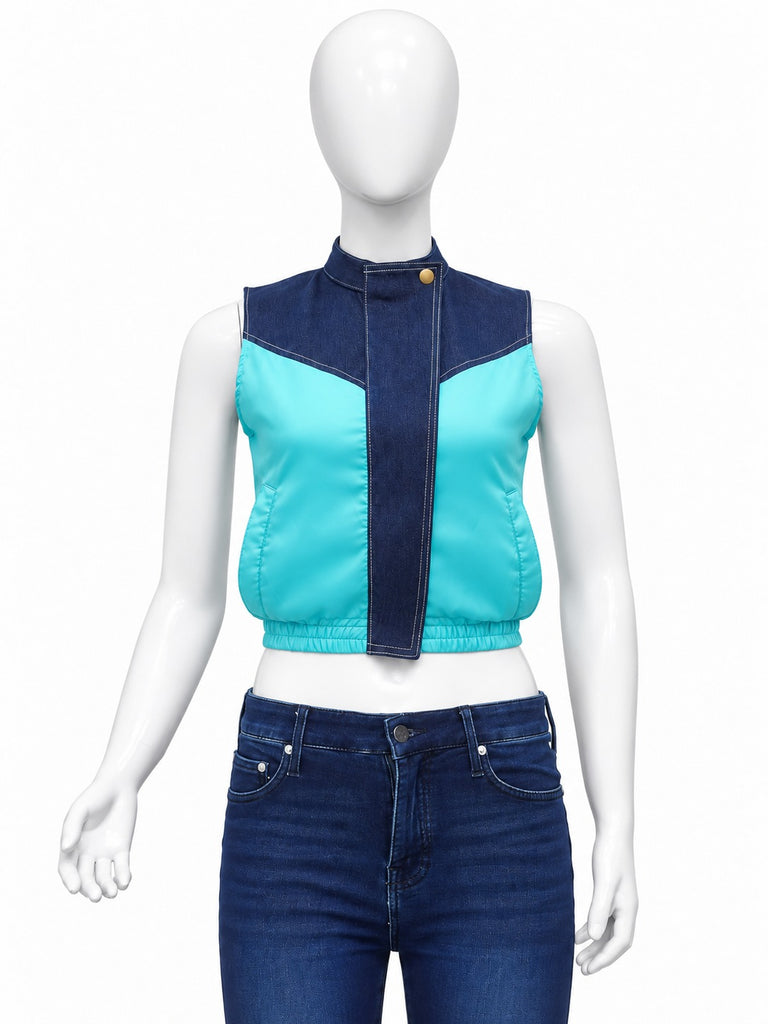 CR2295 UPCYCLED DENIM & WINDBREAKER PANEL VEST