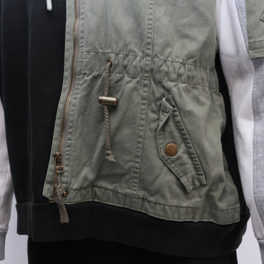 CR1039 Reworked Branded Contrast Side Panel Hoodie Jackets