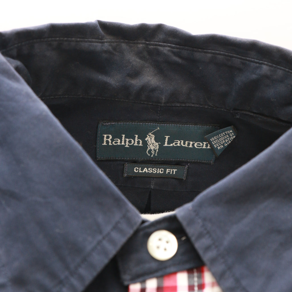 CR1037 Reworked Shirt Cropped With Check Print Patchs