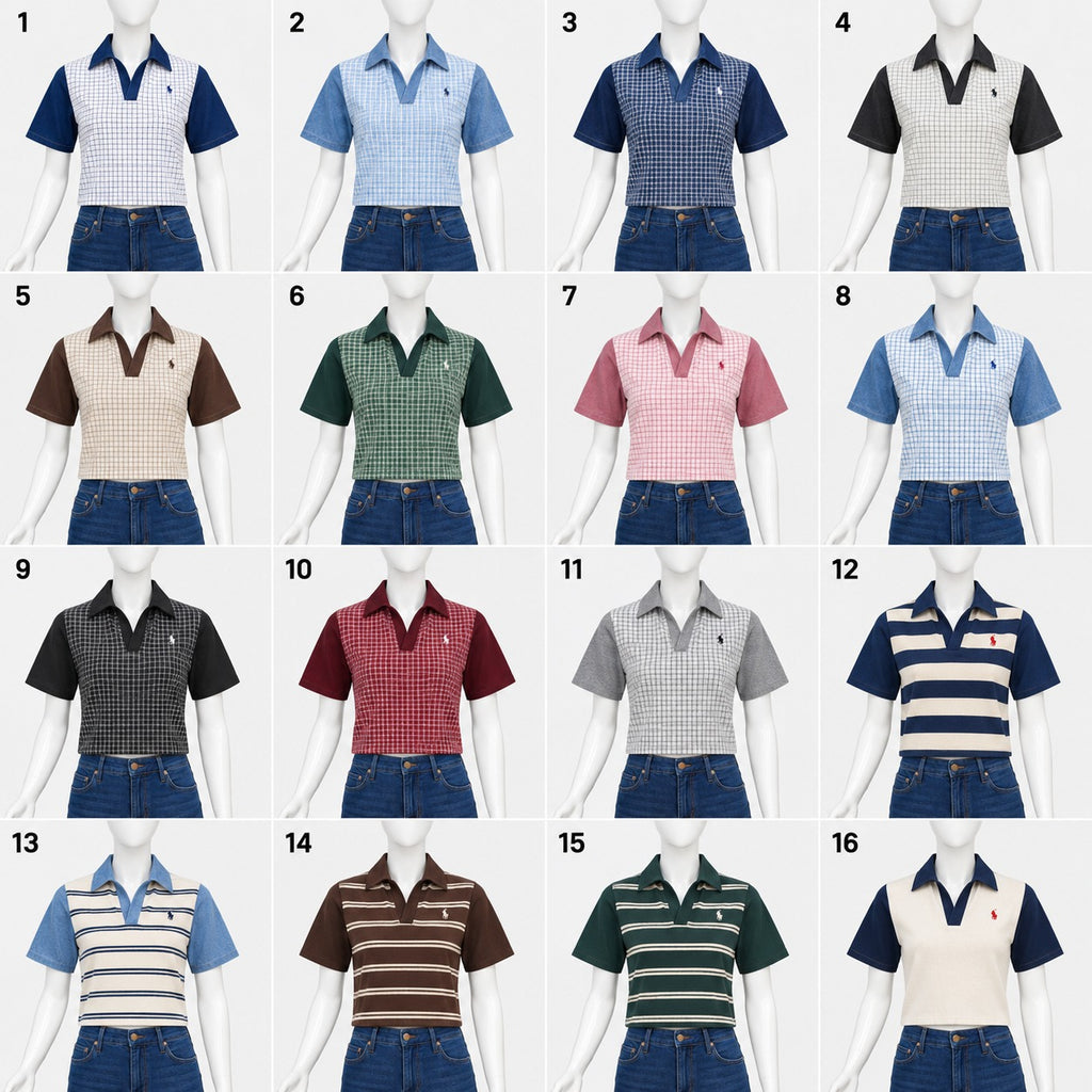 CR2298 UPCYCLED POLO CHECK PANEL SHIRT