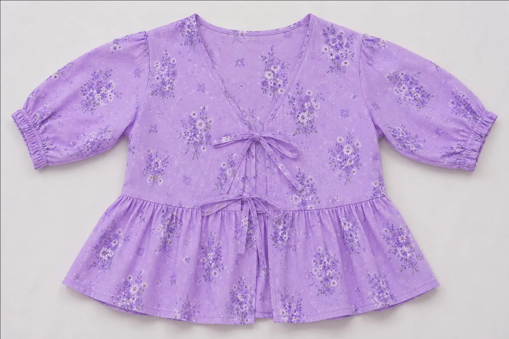 CR1588 Upcycled Floral Babydoll Top