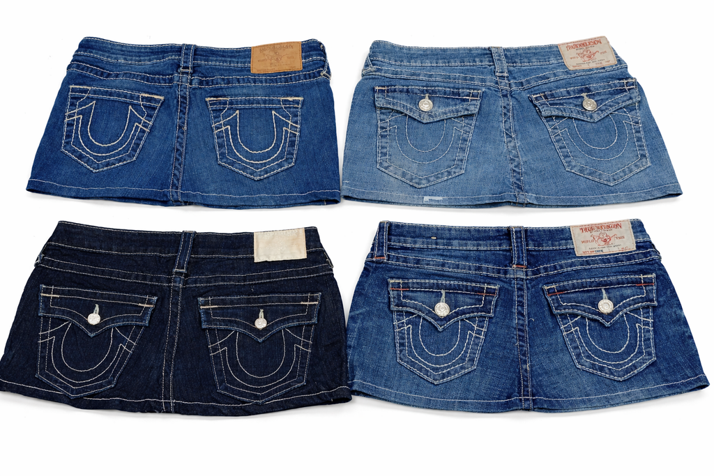 CR7250 Rework Ture Religion Mini Denim Skirts