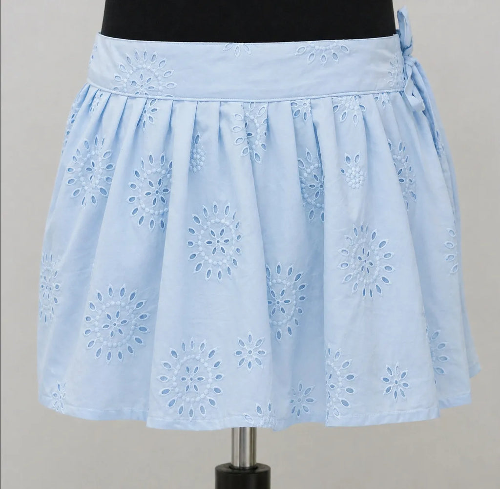 CR1551 Upcycled Eyelet Wrap Mini Skirt
