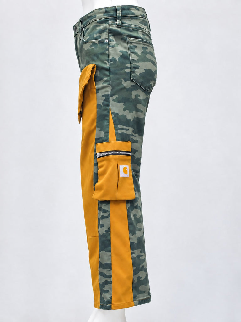 CR2282 UPCYCLED CARHARTT CAMO PANEL UTILITY PANTS