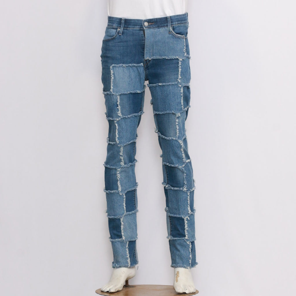 Reworked Dark And Light Patched Denim