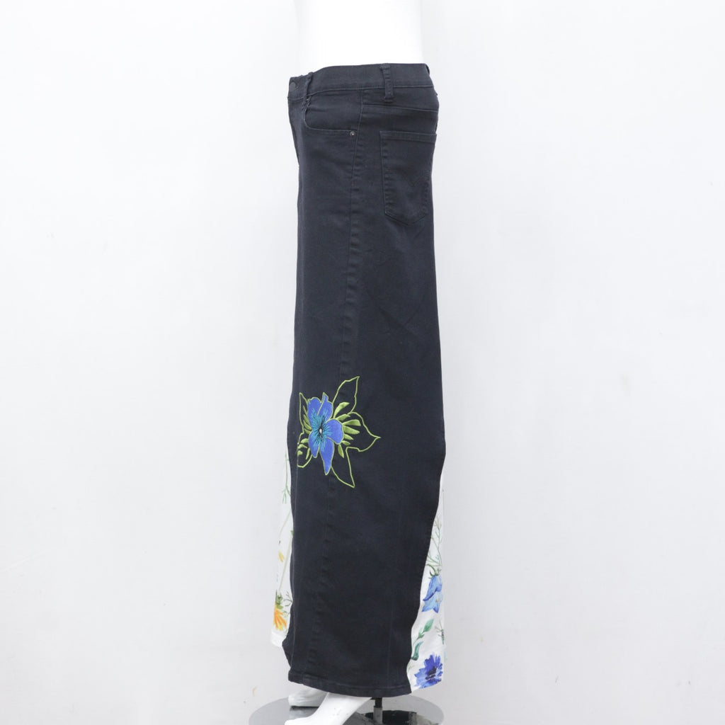 CR0092 Reworked Embroidered Denim Skirt