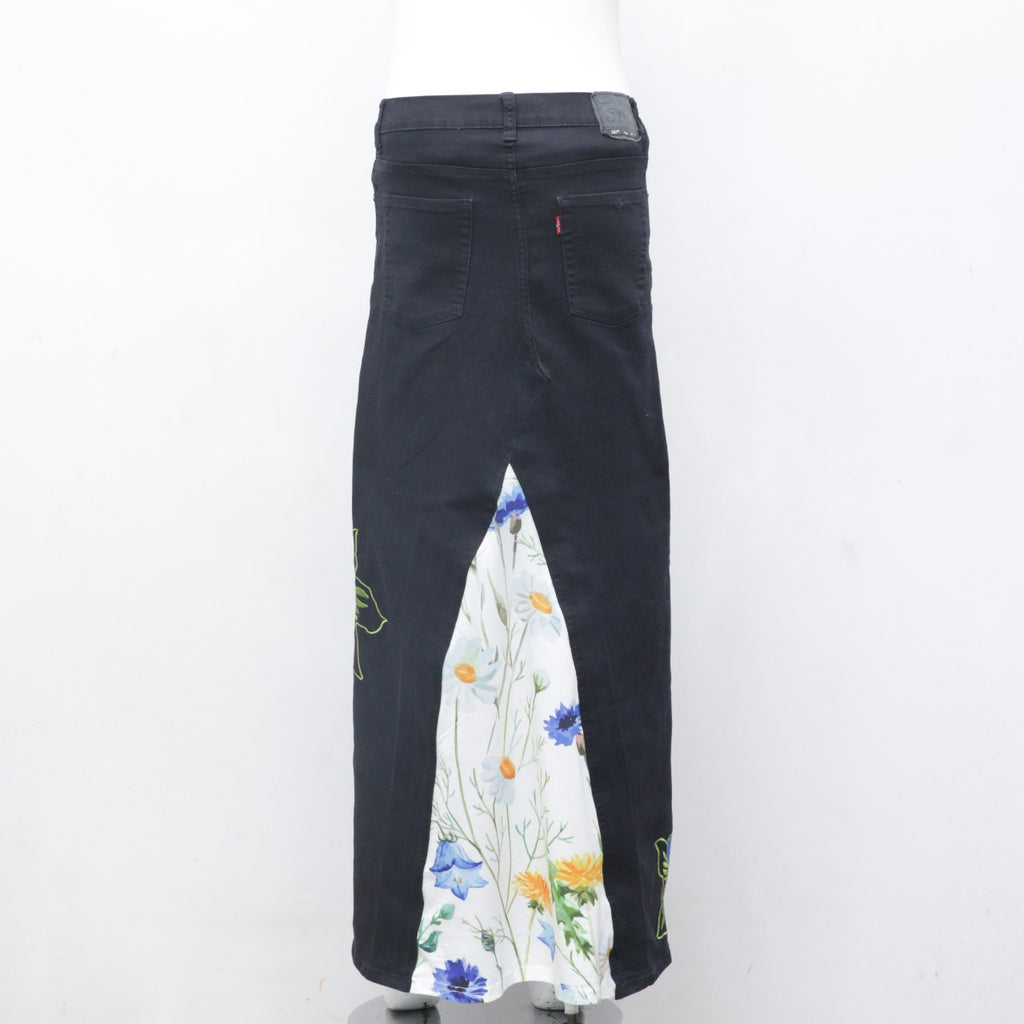 CR0092 Reworked Embroidered Denim Skirt