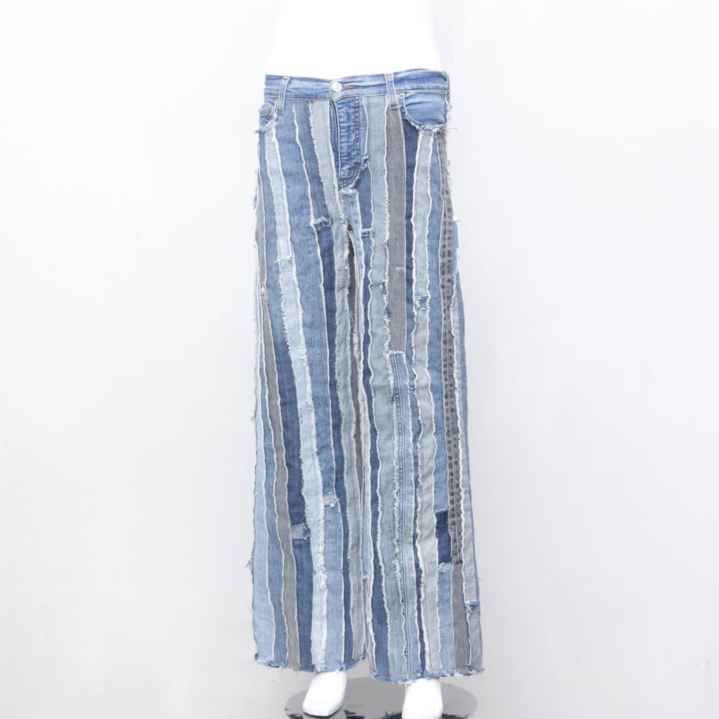 CR0090 Reworked Stripes Patch Denim Jeans