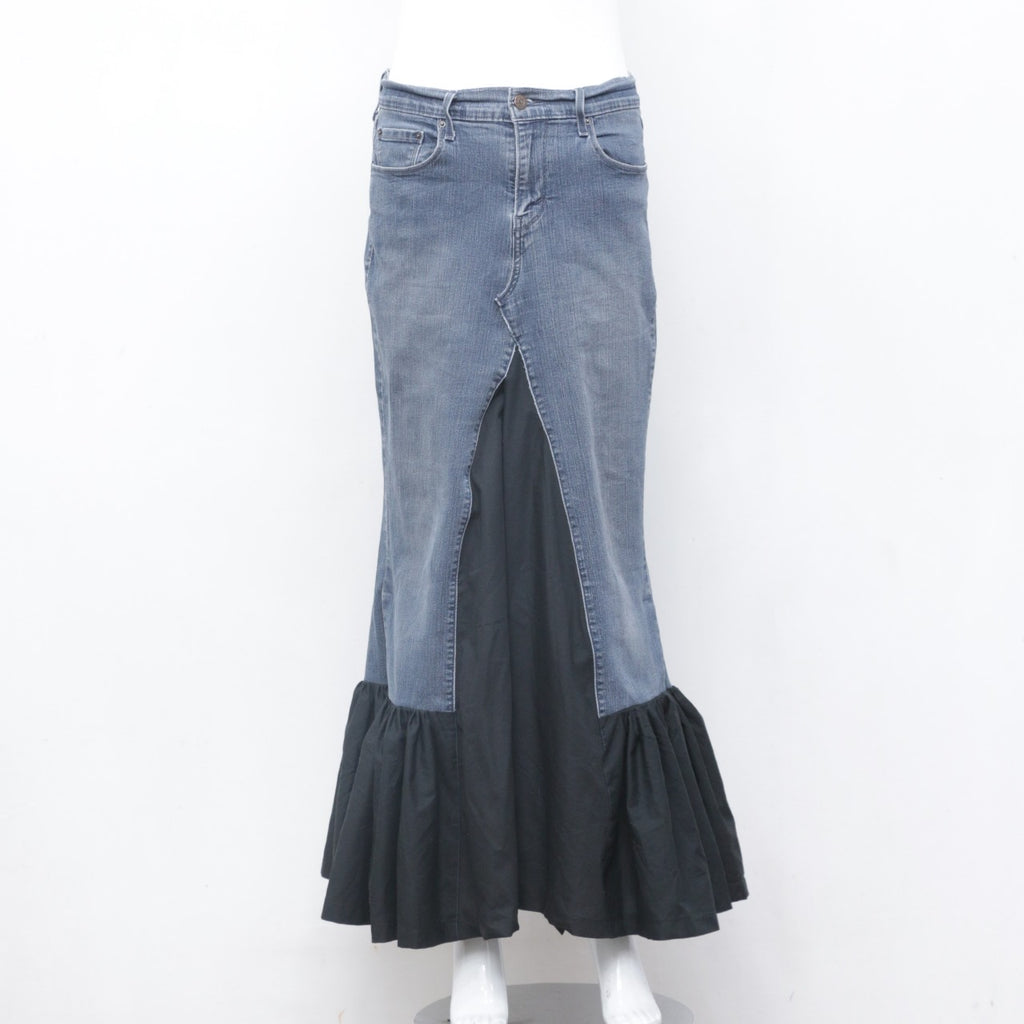 Reworked Levi's Denim Skirts with Frayed Bottom