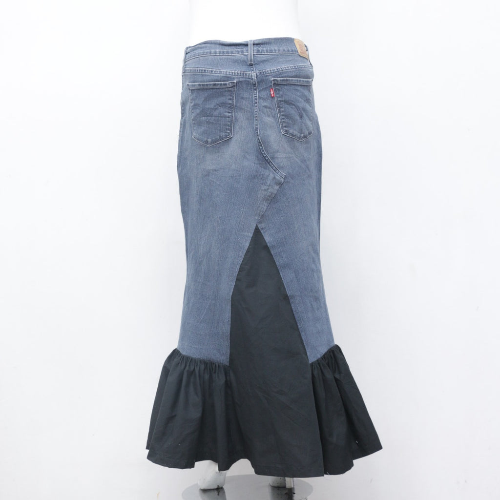 CR0095 Reworked Levi's Denim Skirts with Frayed Bottom