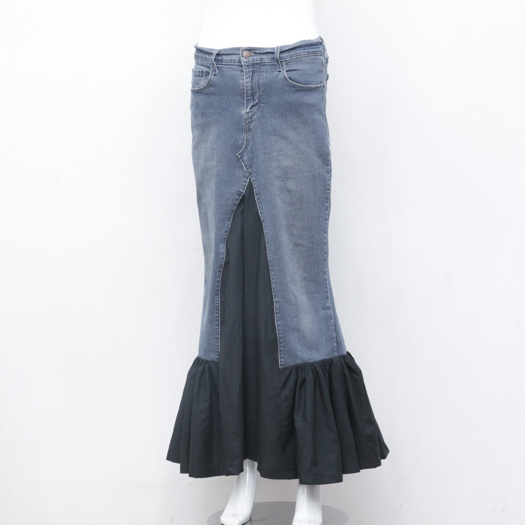 CR0095 Reworked Levi's Denim Skirts with Frayed Bottom