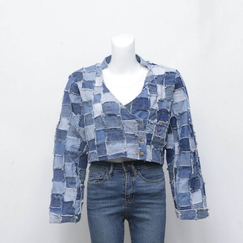 Reworked Levi's Denim Patchwork Crop Jacket