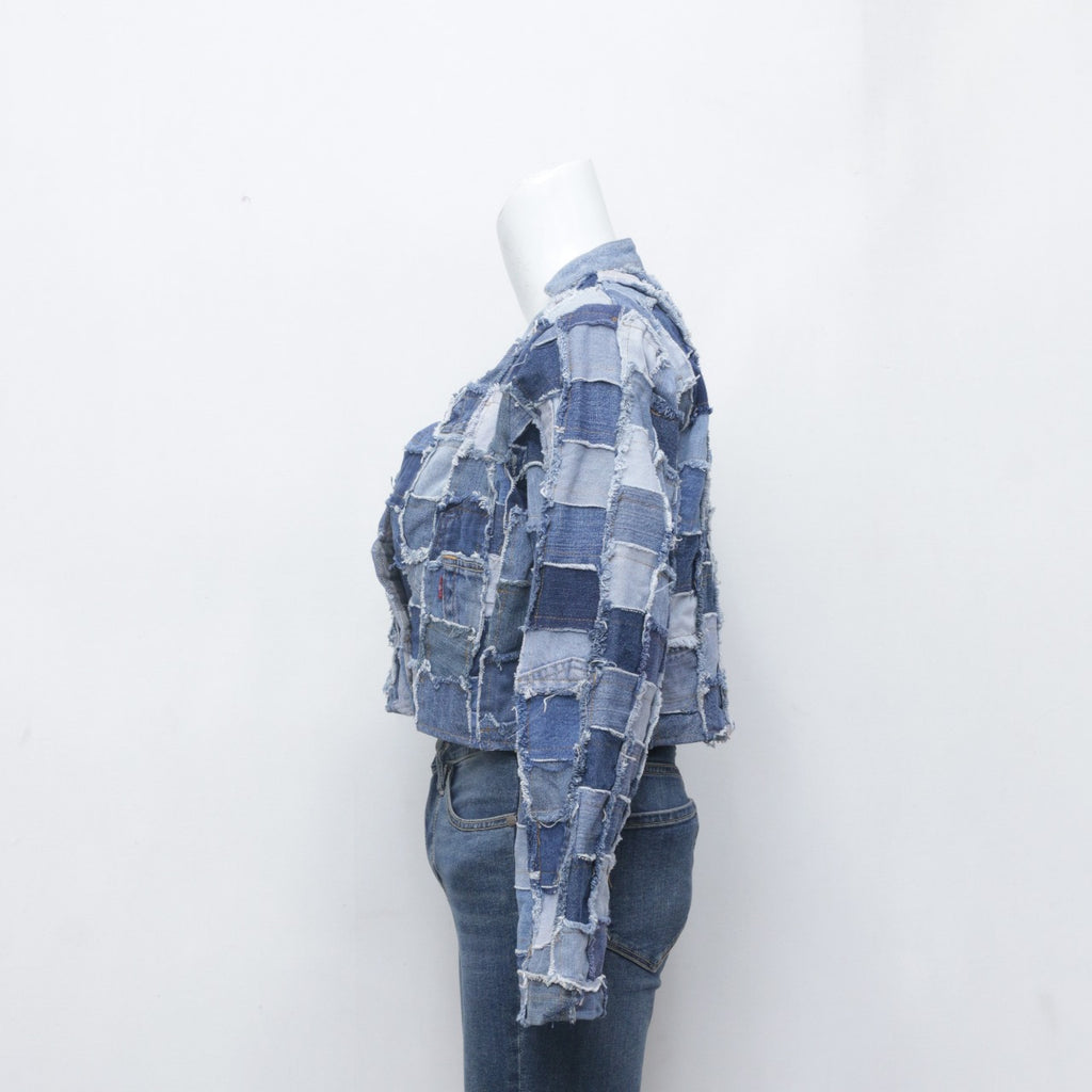 CR0104 Reworked Levi's Denim Patchwork Crop Jacket