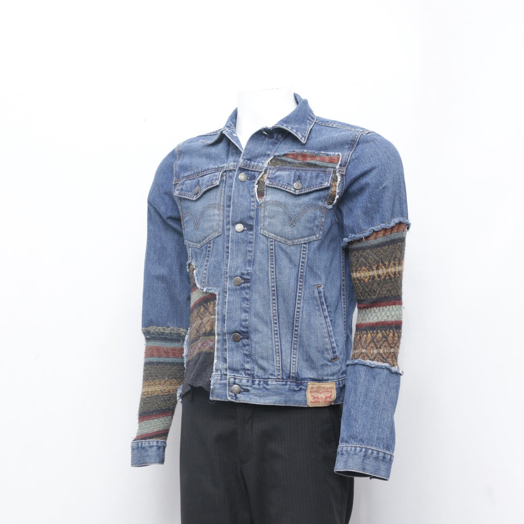 CR0103 Reworked Sweater Patch Denim Jacket