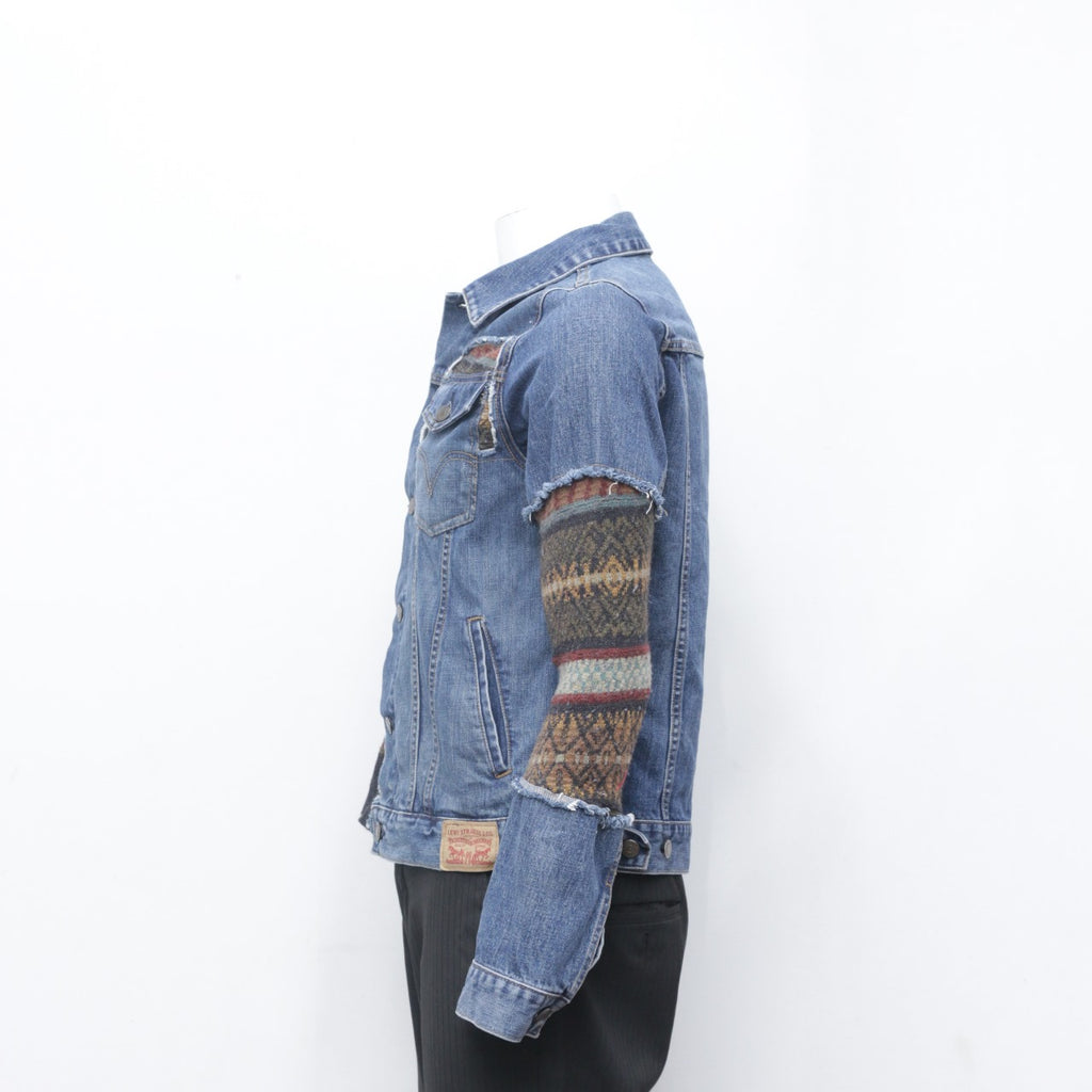 CR0103 Reworked Sweater Patch Denim Jacket