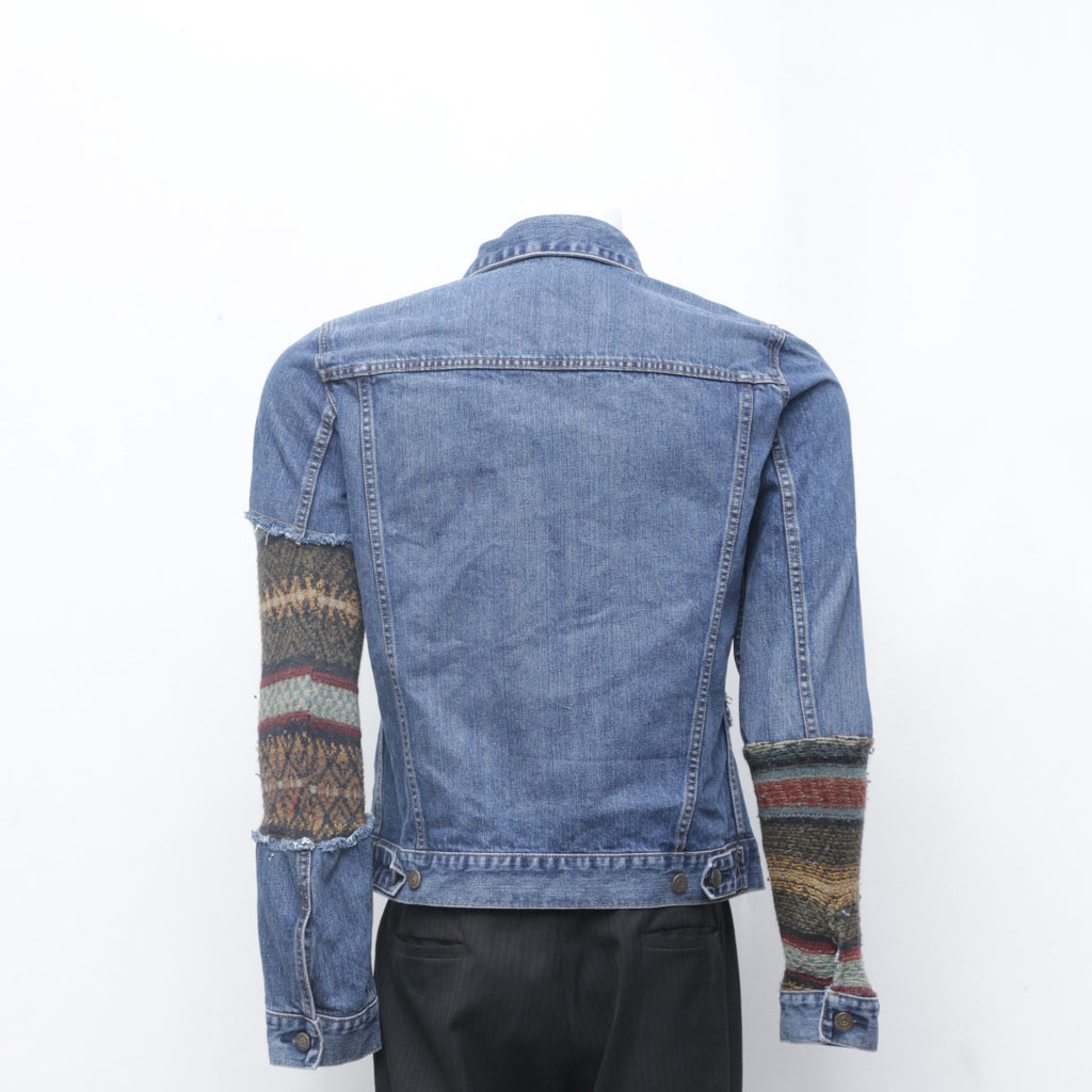 CR0103 Reworked Sweater Patch Denim Jacket