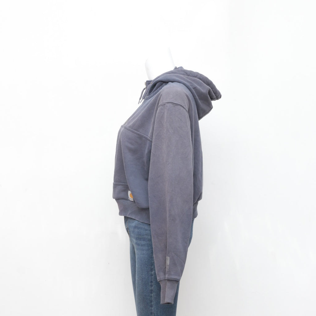 CR0110 Reworked Quarter Zipper Crop Hoodie