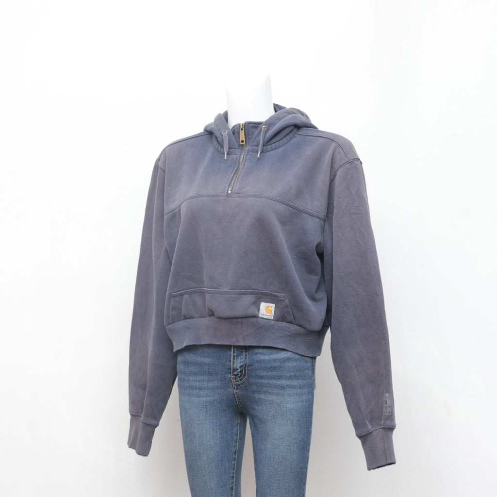 CR0110 Reworked Quarter Zipper Crop Hoodie