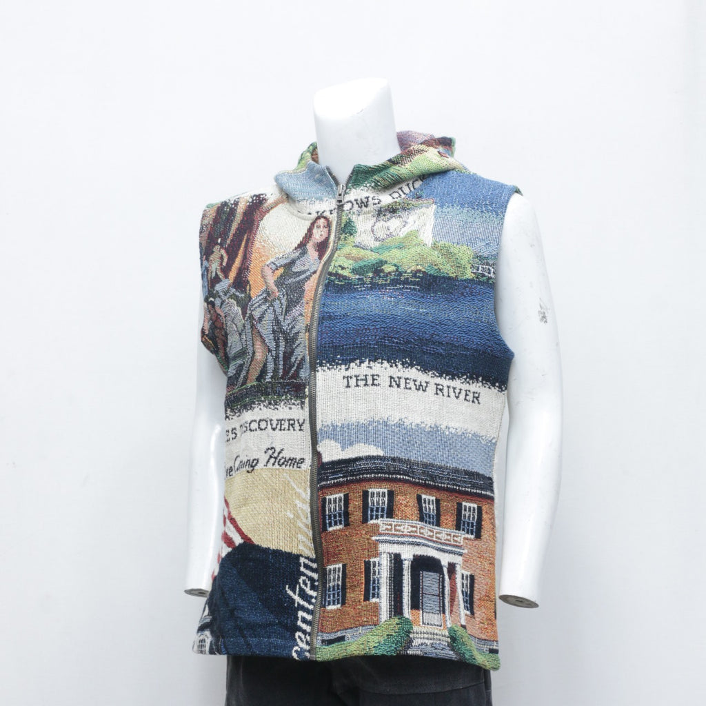 CR0147 Reworked Tapestry Zipper Hooded Vest