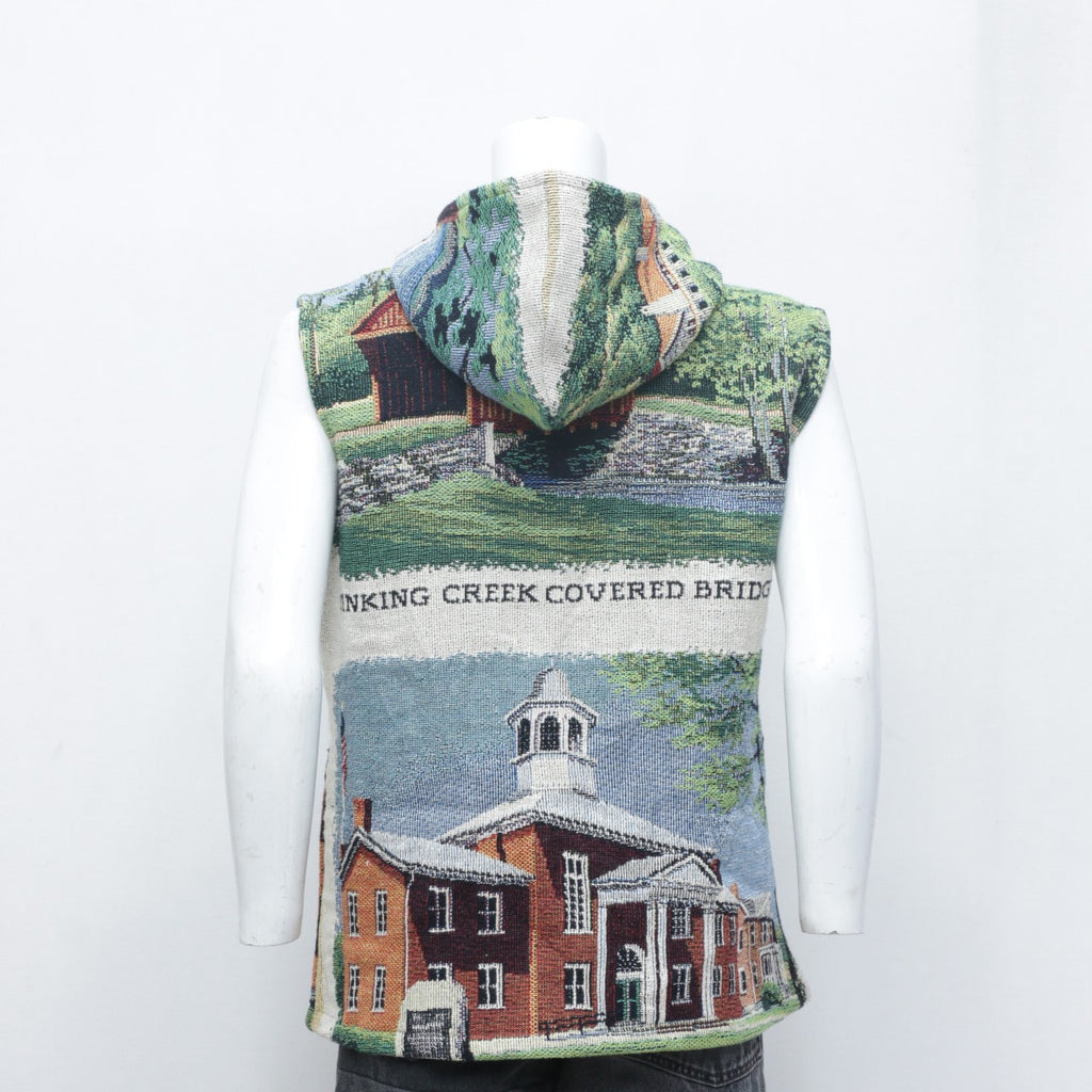 CR0147 Reworked Tapestry Zipper Hooded Vest