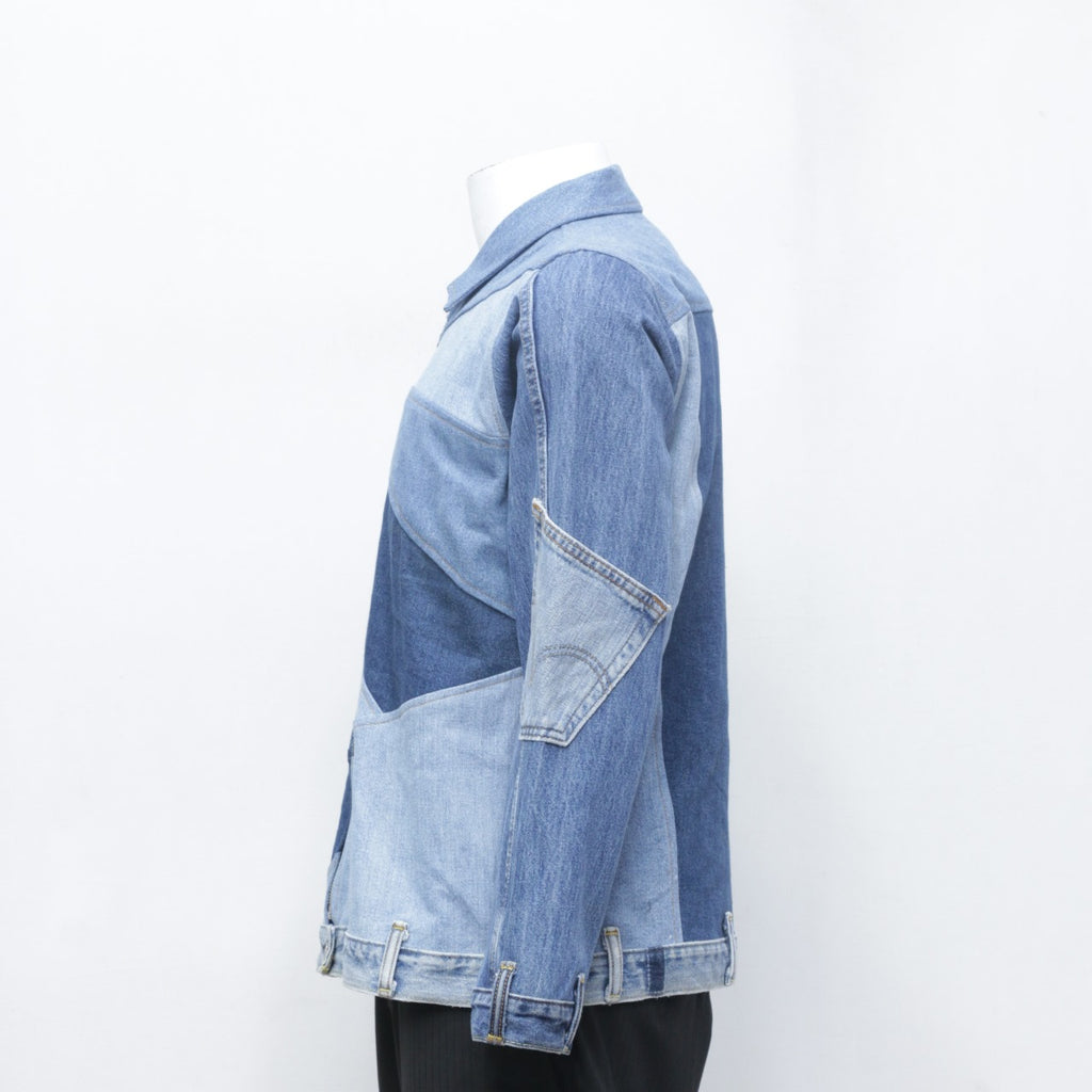 CR0144 Reworked Levi's Denim Patchwork Zipper Jacket