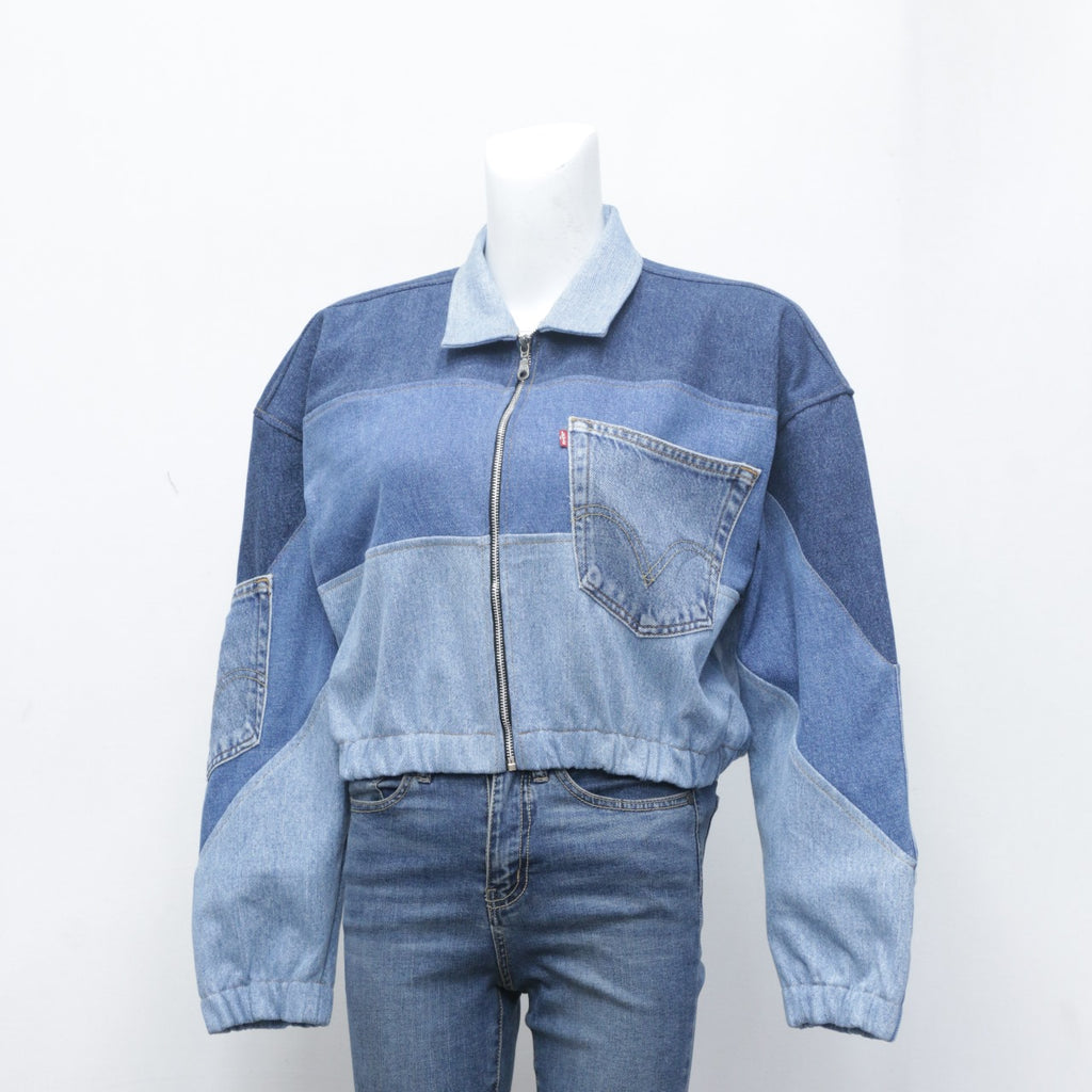 CR0141 Reworked Levi's Crop Zpper Denim Jacket