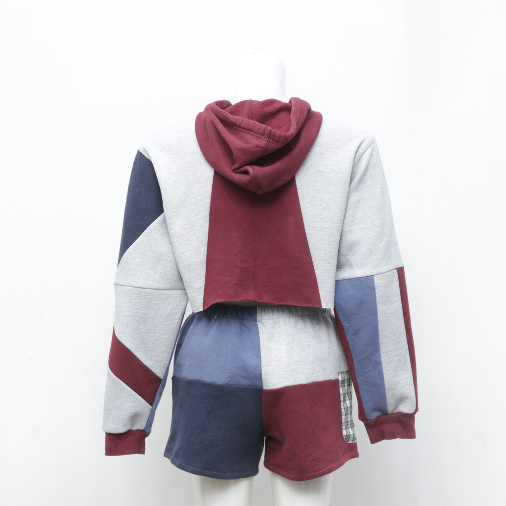 CR0149 Reworked Patchwork Crop Hoodie and Shorts Outfits