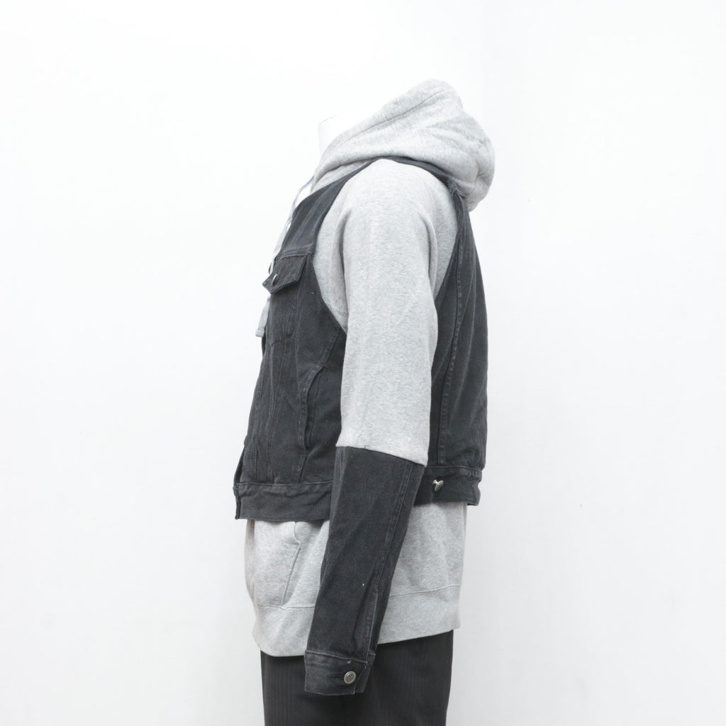 CR0153 Reworked Hoodie with Denim Patch