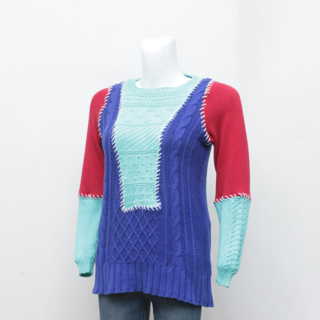 CR0156 Reworked Patchwork Colorful Sweater