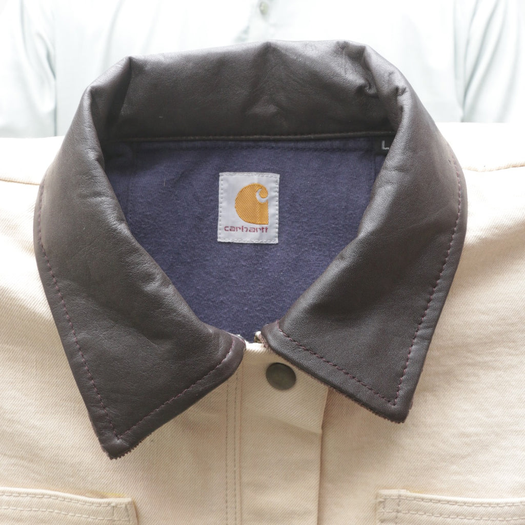 CR0167 Reworked Carhartt 4 Pockets Workwear Jacket with Leather Collar