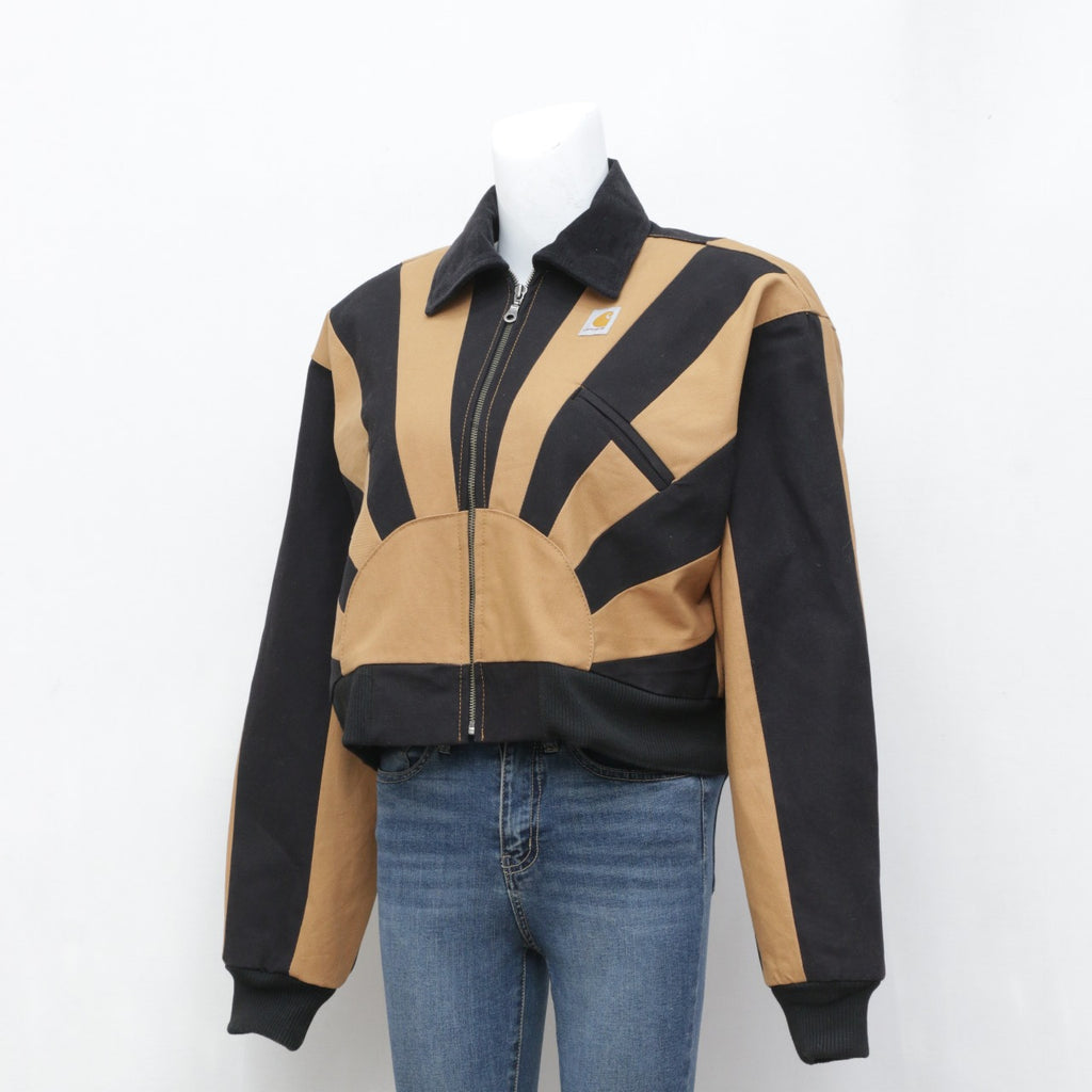 CR0173 Reworked Carhartt Patchwork Ladies Crop Jacket