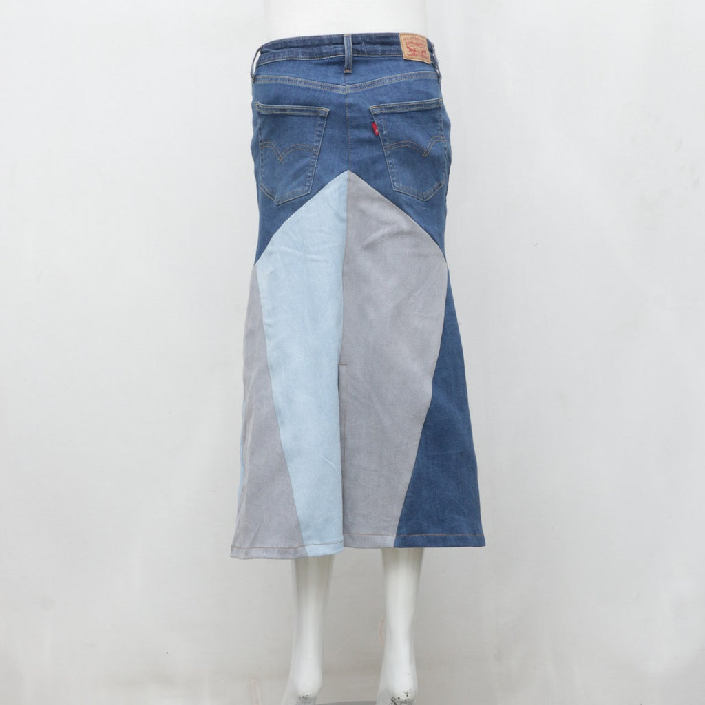 CR0184 Reworked Levi's Patchwork Denim Skirt