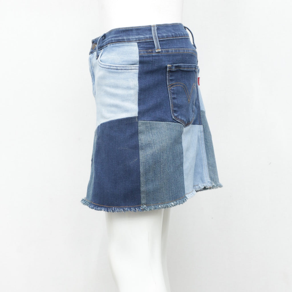 CR0185 Reworked Levi's Block Patch Denim Mini Skirt