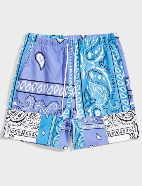 CR716 Reworked Unisex Bandana Printed Shorts