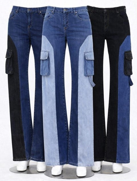 CR1145 Upcycled Cargo Panel Denim Pants