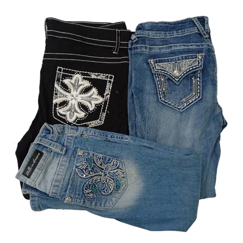 CR8572 Y2K FLARE & STRAIGHT JEANS