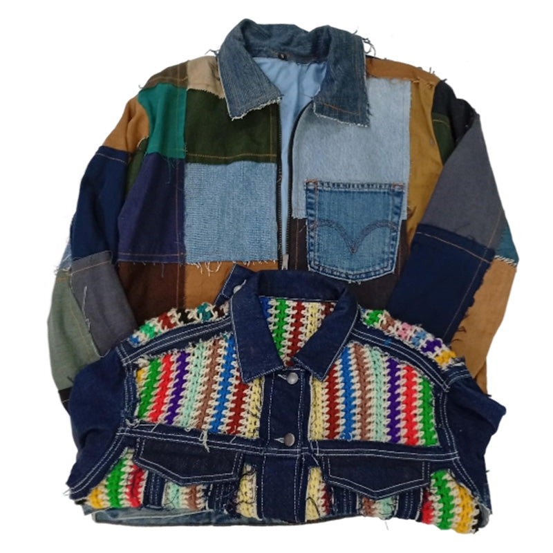 CR8375 UPCYCLED MIX STYLE DENIM JACKETS