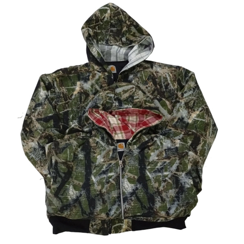 CR8560 UPCYCLED CARHARTT CAMO HOODIE JACKETS