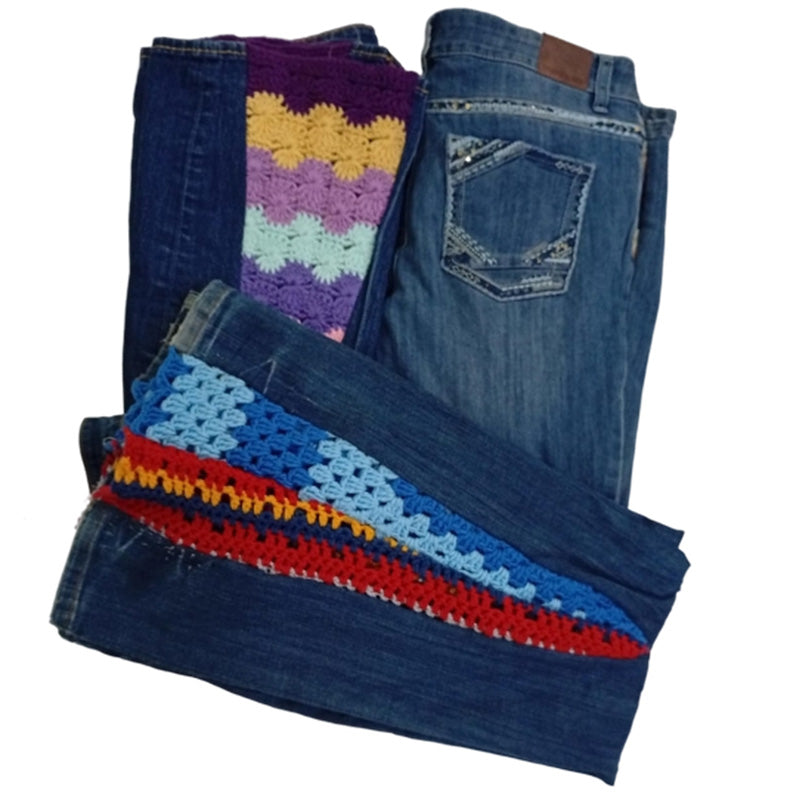 CR8451 UPCYCLED MIX BRANDED & UNBRANDED PATCHWORK JEANS