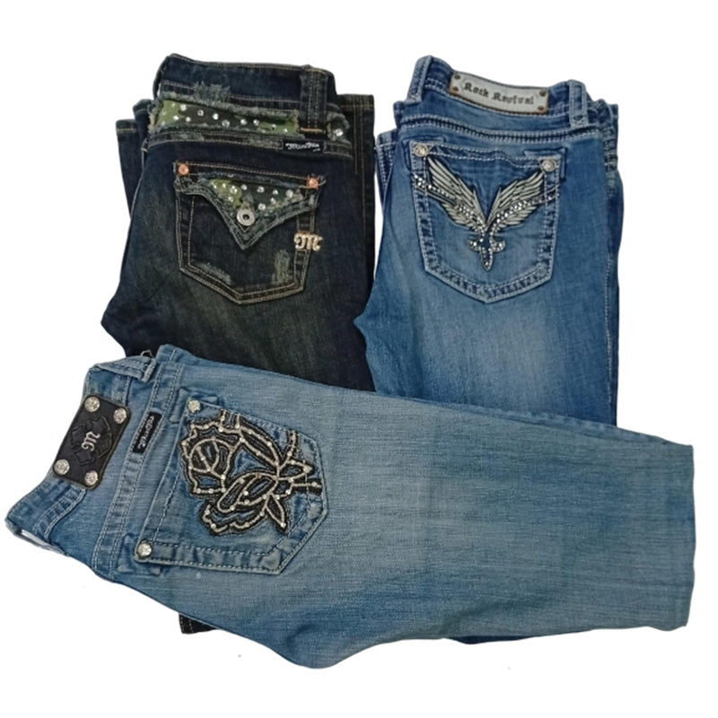 CR8617 VINTAGE MIX BRANDED FLARE JEANS